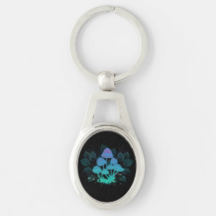 Toadstools in Bushes Keychain
