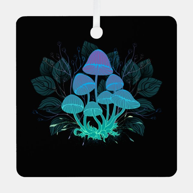 Toadstools in Bushes Metal Ornament (Front)