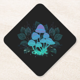 Toadstools in Bushes Paper Coaster