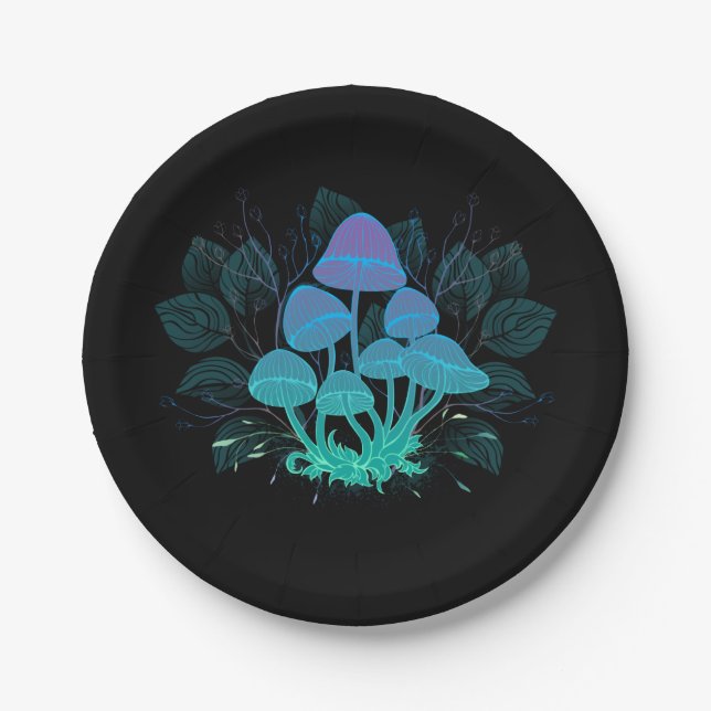 Toadstools in Bushes Paper Plate (Front)