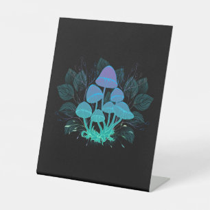 Toadstools in Bushes Pedestal Sign