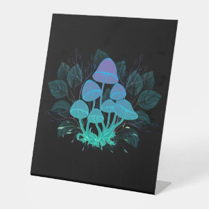 Toadstools in Bushes Pedestal Sign