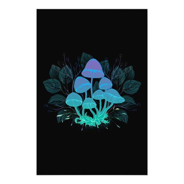 Toadstools in Bushes Photo Print (Front)