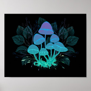 Toadstools in Bushes Poster