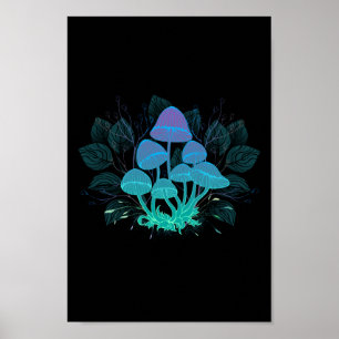 Toadstools in Bushes Poster
