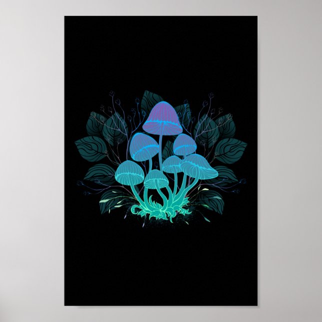 Toadstools in Bushes Poster (Front)