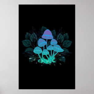 Toadstools in Bushes Poster