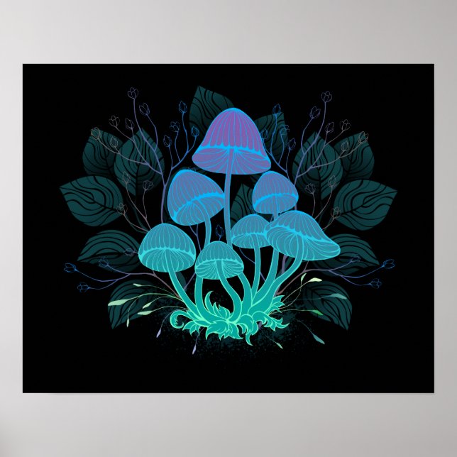Toadstools in Bushes Poster (Front)
