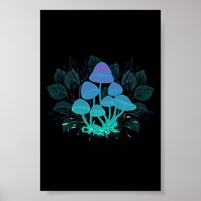 Toadstools in Bushes Poster (Front)