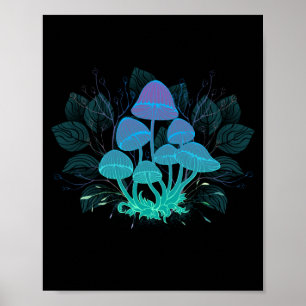 Toadstools in Bushes Poster