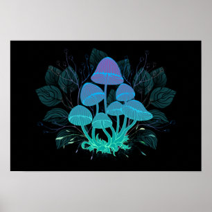 Toadstools in Bushes Poster