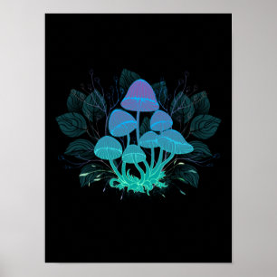 Toadstools in Bushes Poster
