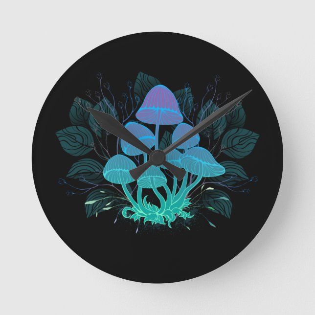 Toadstools in Bushes Round Clock (Front)
