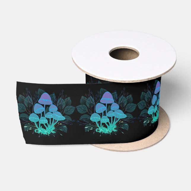 Toadstools in Bushes Satin Ribbon (Spool)