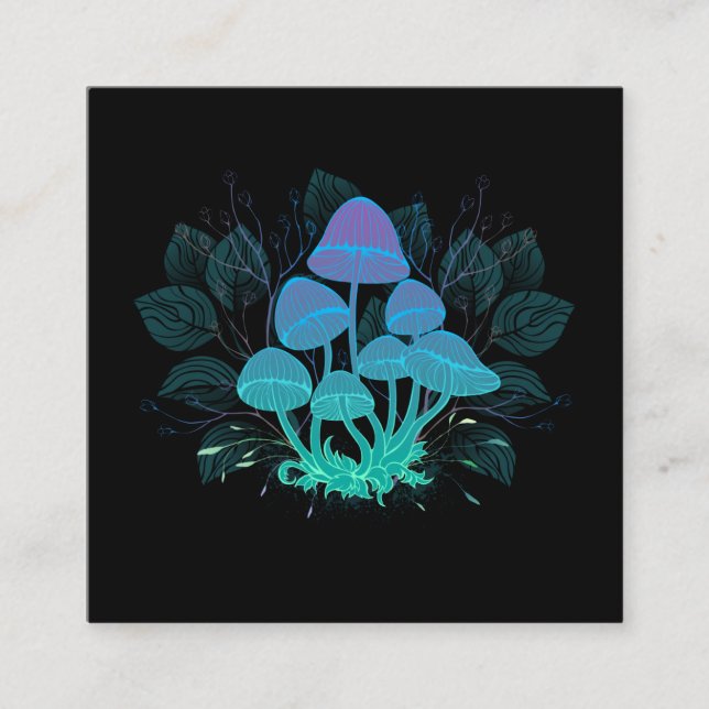 Toadstools in Bushes Square Business Card (Front)