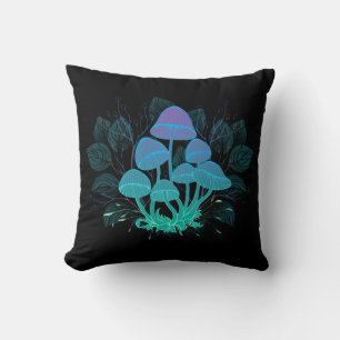 Toadstools in Bushes Throw Pillow