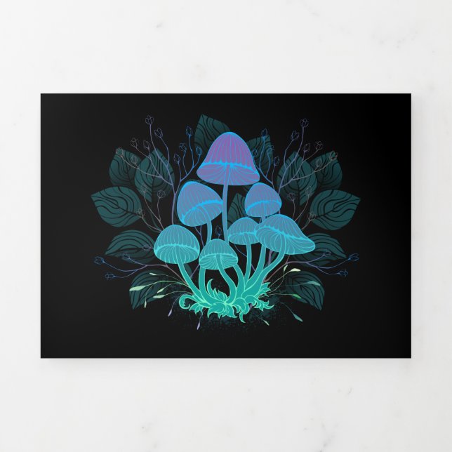Toadstools in Bushes Tri-Fold Card (Cover)