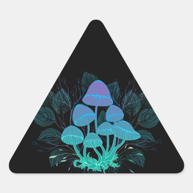 Toadstools in Bushes Triangle Sticker (Front)