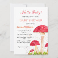 Toadstools Mushroom Baby Shower Red Nature