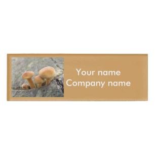 Toadstools on a Tree Trunk Personalized Name Tag