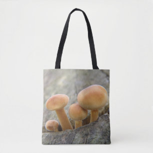 Toadstools on a Tree Trunk Tote Bag