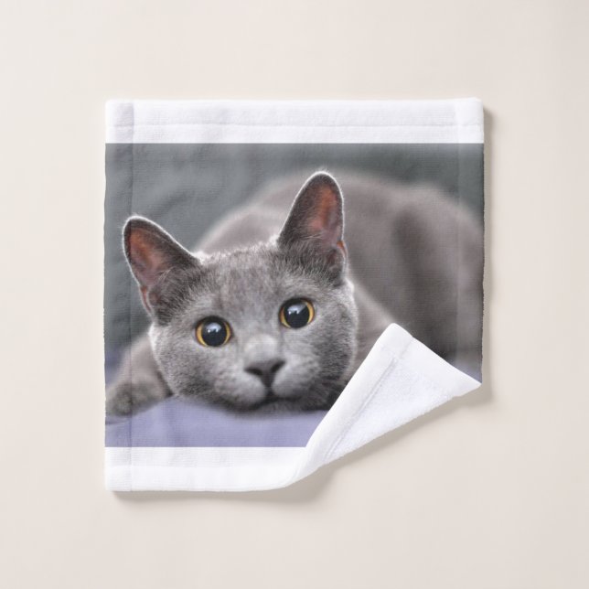Toalla de gato azul ruso (Gant de toilette)