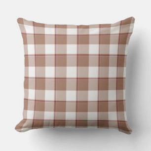 Toast Brown and Athens Gray Plaid Throw Pillow