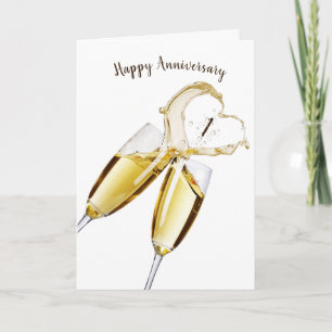 Toast Champagne pour 1er Anniversaire Carte