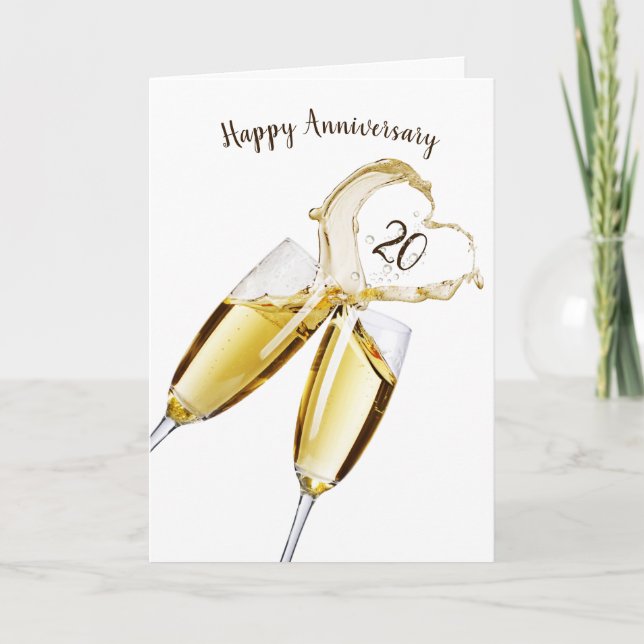 Toast Champagne pour 20e Anniversaire Carte (Devant)