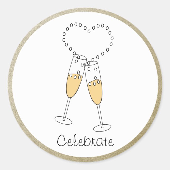 Toast de Champagne avec Sticker Coeur (Devant)