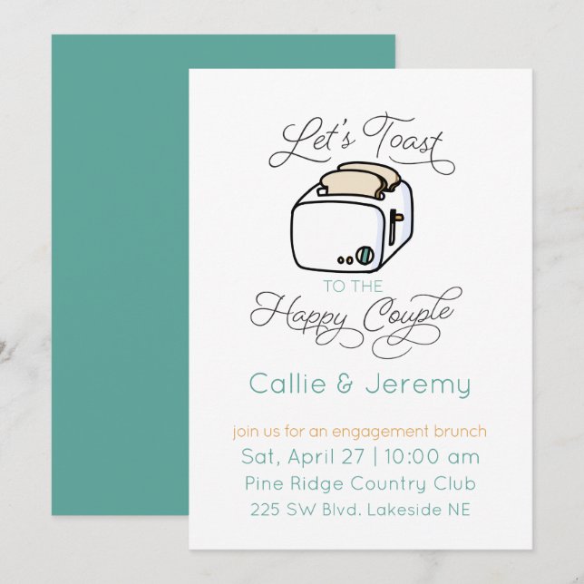Toast Engagement Party Invitation (Front/Back)