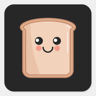 Toast Kawaii Food Art Square Sticker