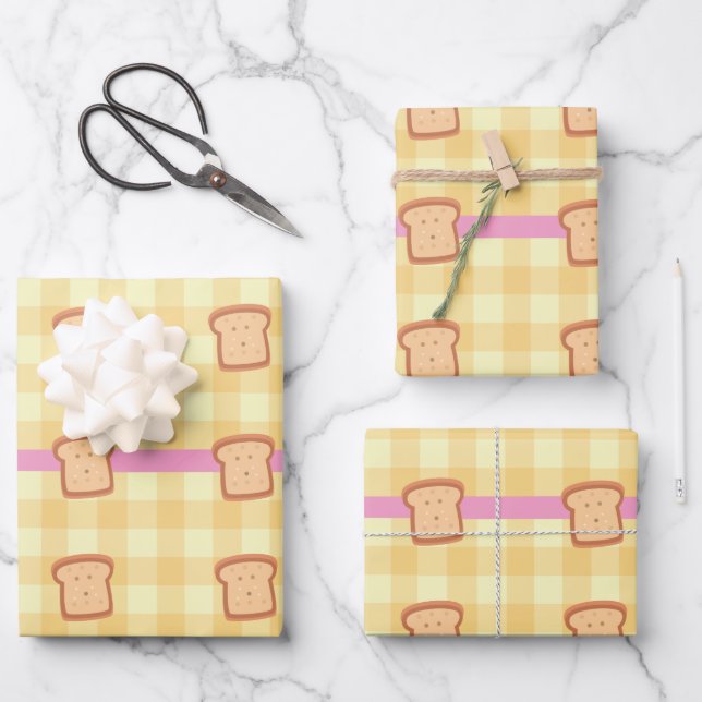 Toast Kawaii Wrapping Paper (Set of 3) (Front)