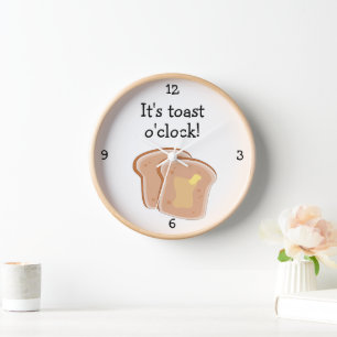 Toast O'Clock fun food graphic Wall Clock