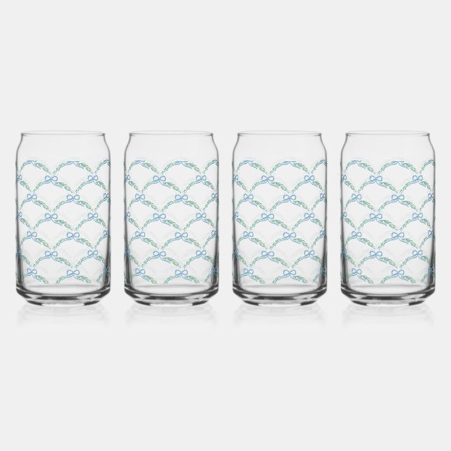 Toast on the Coast Coquette Bow Trellis Cheers   Can Glass (Front)