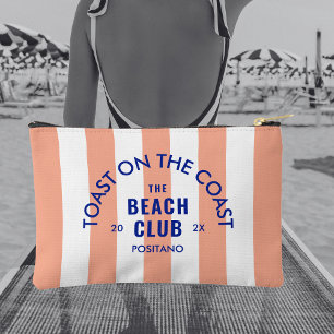 Toast On The Coast The Beach Club Pink Stripe Accessory Pouch