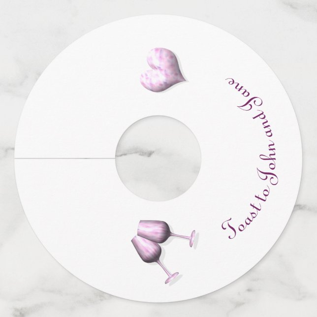 Toast The Happy Couple Wine Glass Tag (Front)