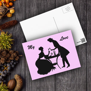 Toast to Love Romantic Victorian Couple Postcard