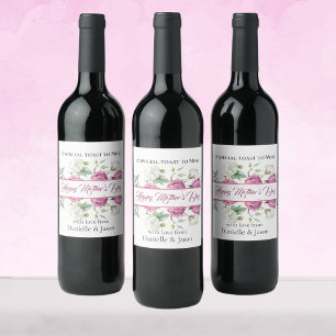 Toast to Mom Floral Mother's Day Wine Label