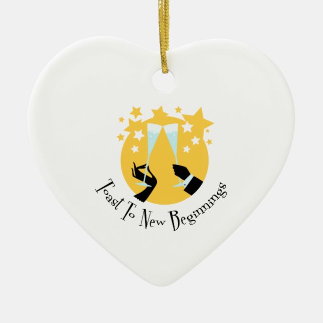 Toast To New Beginnings Ceramic Ornament (Front)