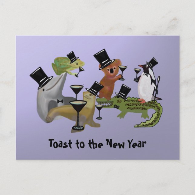 Toast to the New Year Holiday Postcard (Front)