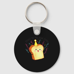 Toast To The New Year Pun Keychain
