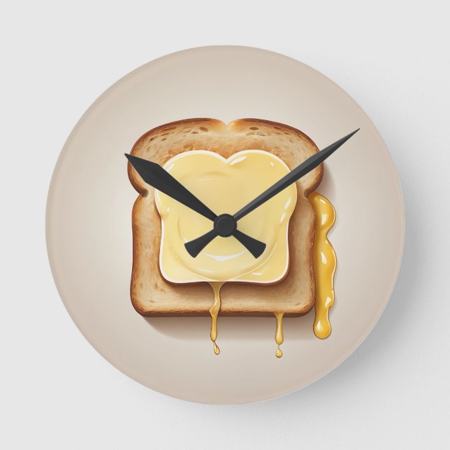 Toast with Melting Butter Round Clock (Front)