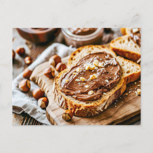 Toasted Bread with Creamy Chocolate Hazelnut Sprea Holiday Postcard