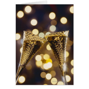 Toasted champagne flute, close-up