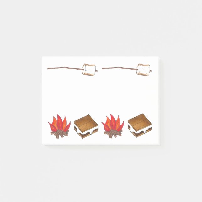 Toasted Marshmallow Camp Campfire S'mores Post Its Post-it Notes (Front)