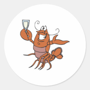 toasting lobster classic round sticker