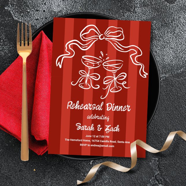 Toasting Stripes Rehearsal Dinner Invitation (Creator Uploaded)