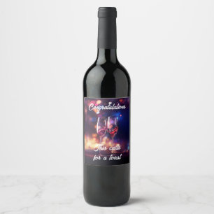 Toasting Wine Glass Congratulations Label