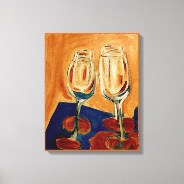 Toasting with Four Wine Glasses Canvas Print (Front)